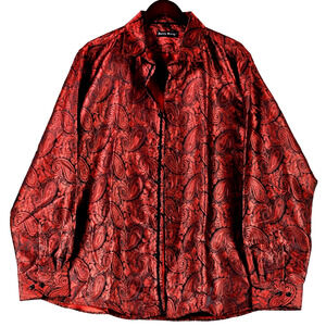 Barry Wang Mens Silk Iridescent Paisley Button Up Shirt Long Sleeve Size XL NWOT